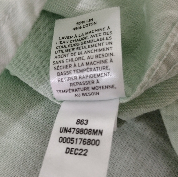 14th & Union Linen Blend Trim Fit Button Shirt Mens 2XL Mint Casual Beach Office - Picture 9 of 9